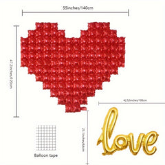 139 Red Heart Red Balloon Background Wall Love Heart Shaped Foil Balloon