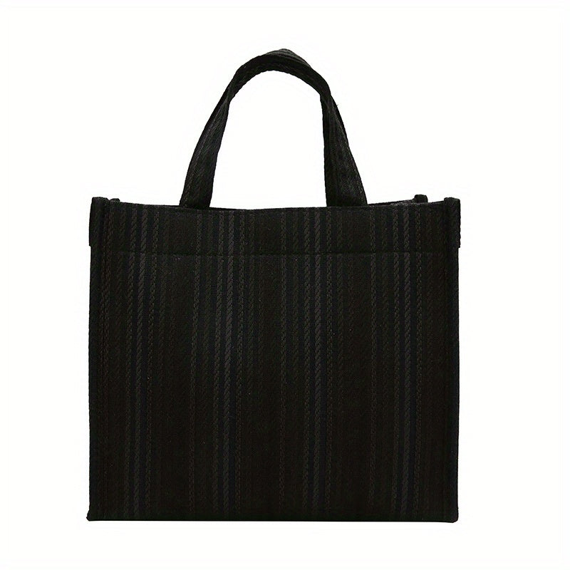 Striped Canvas Tote Satchel Bag Lightweight Shoulder Bag