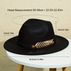 Men's Wide Brimmed Hat with Belt Decoration