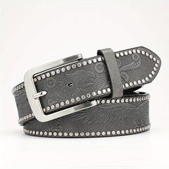 Alloy Pin Buckle PU Striped Belt for Men