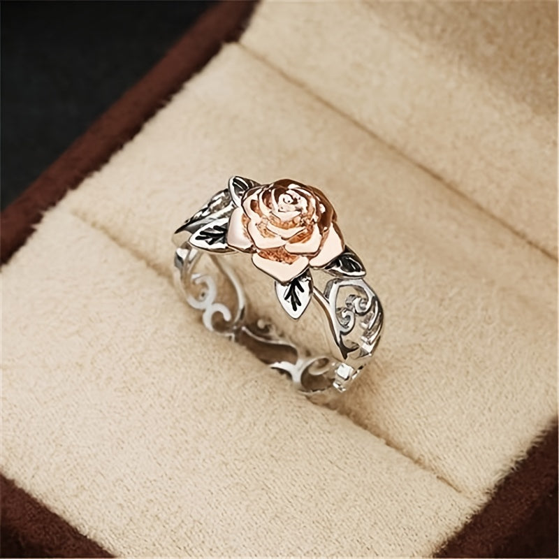 Rose Flower Ring Vintage Style Engagement Ring