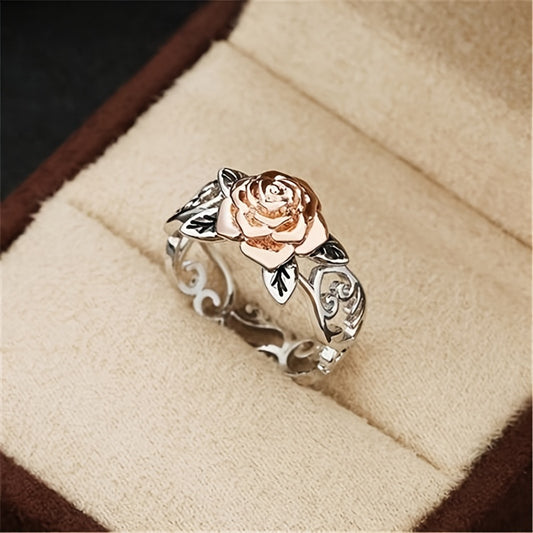 Rose Flower Ring Vintage Style Engagement Ring