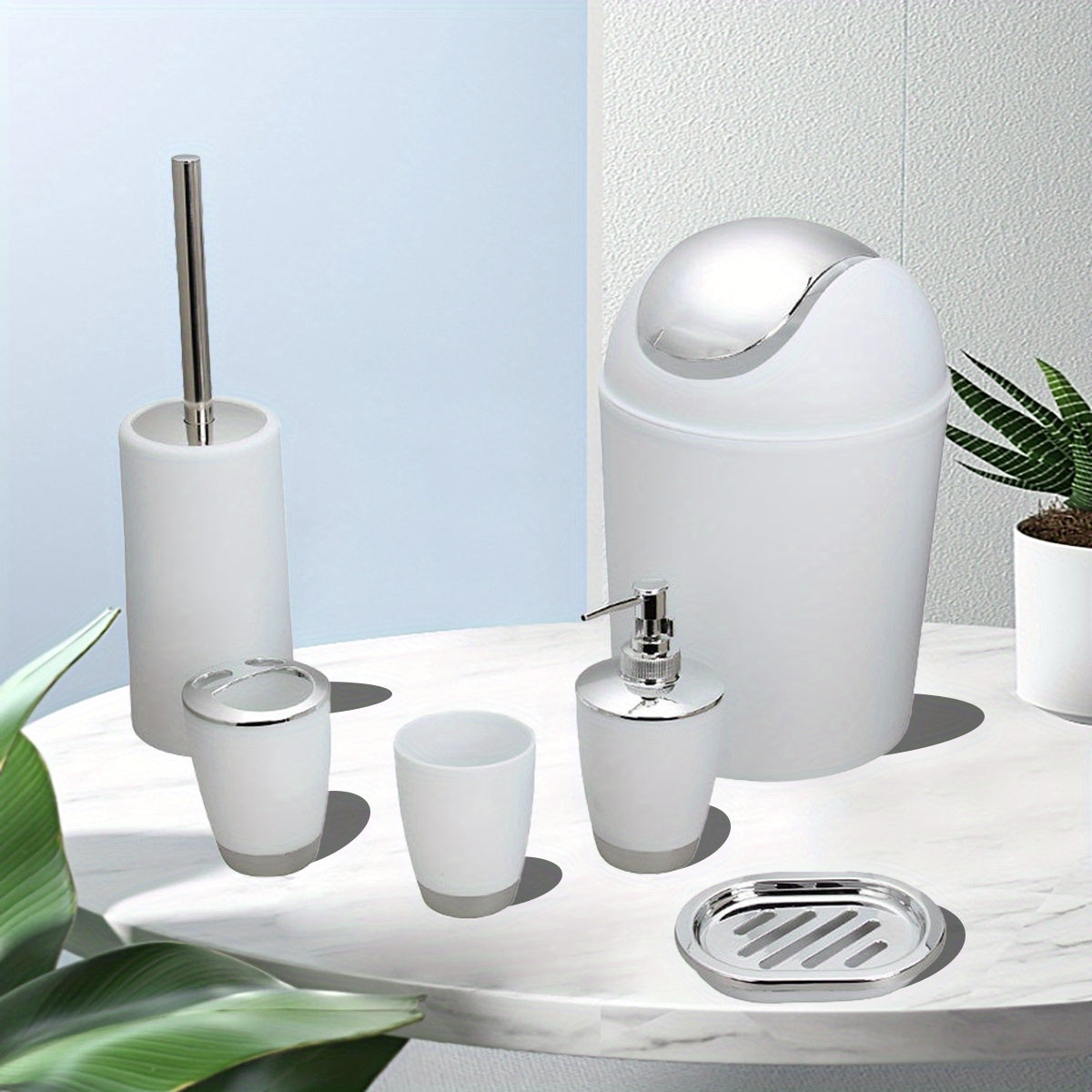 6pcs Bathroom Accessories Set Toothbrush Holder Soap Dispenser