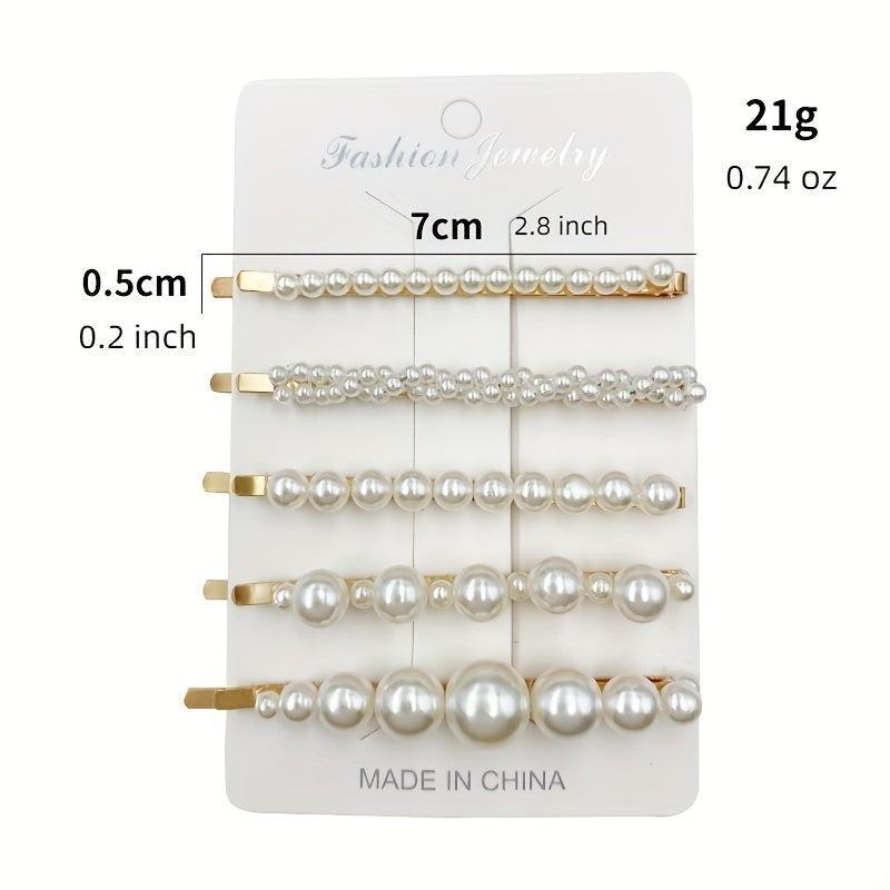 5pcs Faux Pearl Hairpin Hair Clip for Women Girls Wedding