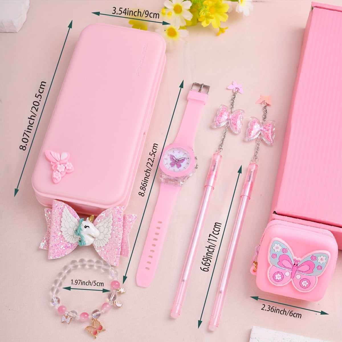 Butterfly LED Glow Watch Set with Coin Purse & Hair Clip