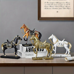 Modern Horse Figurine Decor with Detailed Saddle & Tack
