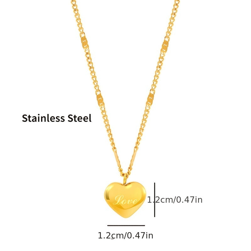 Heart Temperament Plated Stainless Steel Pendant Necklace Lover Gift