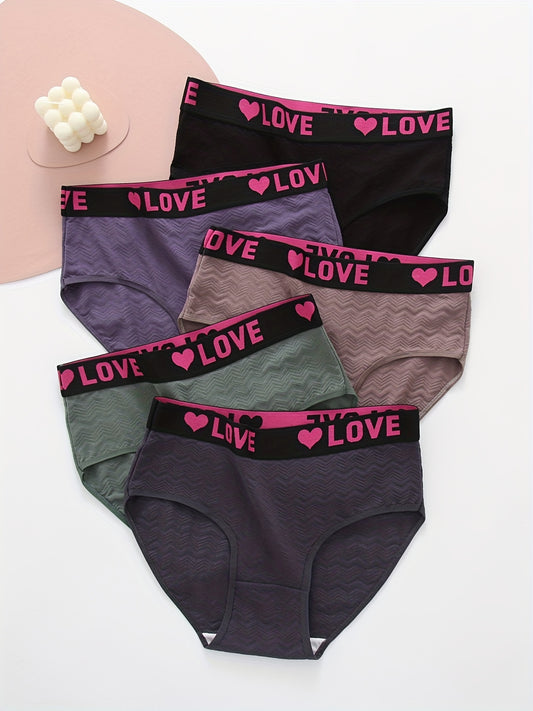5 Pack Plus Size Briefs Women's Soft Breathable Medium Stretch Panties