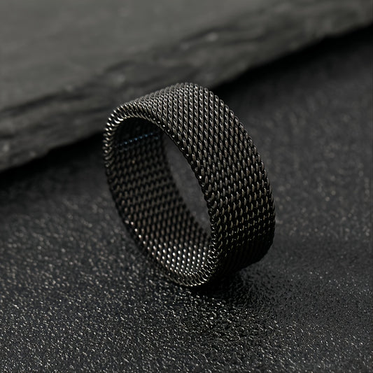 Funky Braided Mesh Texture Stainless Steel Ring