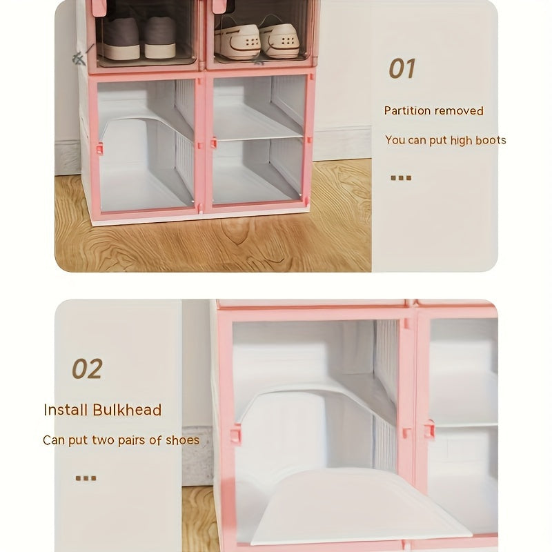 Plastic Foldable Shoe Storage Box Stackable Shoes Storage Containers