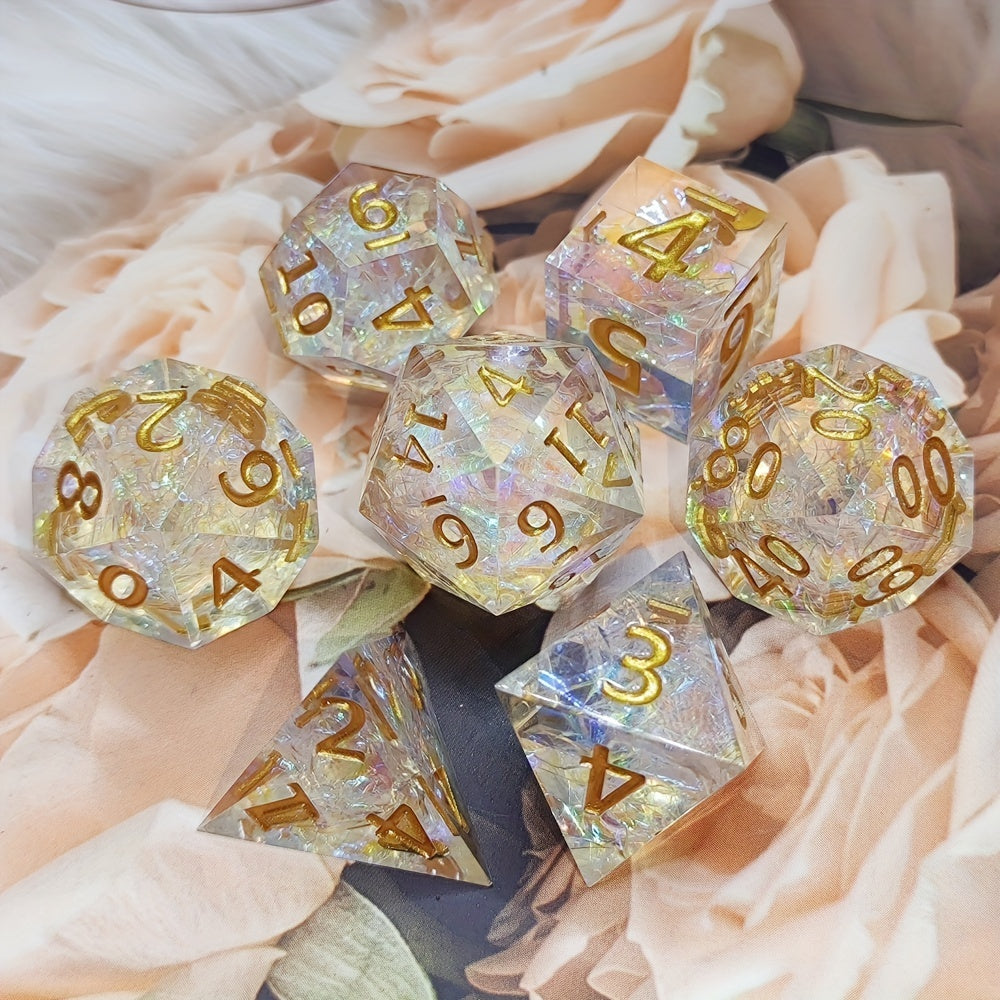 Nightglow Resin Dice 7 Piece Set For RPG Board Games