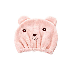 1ps Cartoon Bear Thicken Hair Drying Cap Absorbent Towel Shower Cap