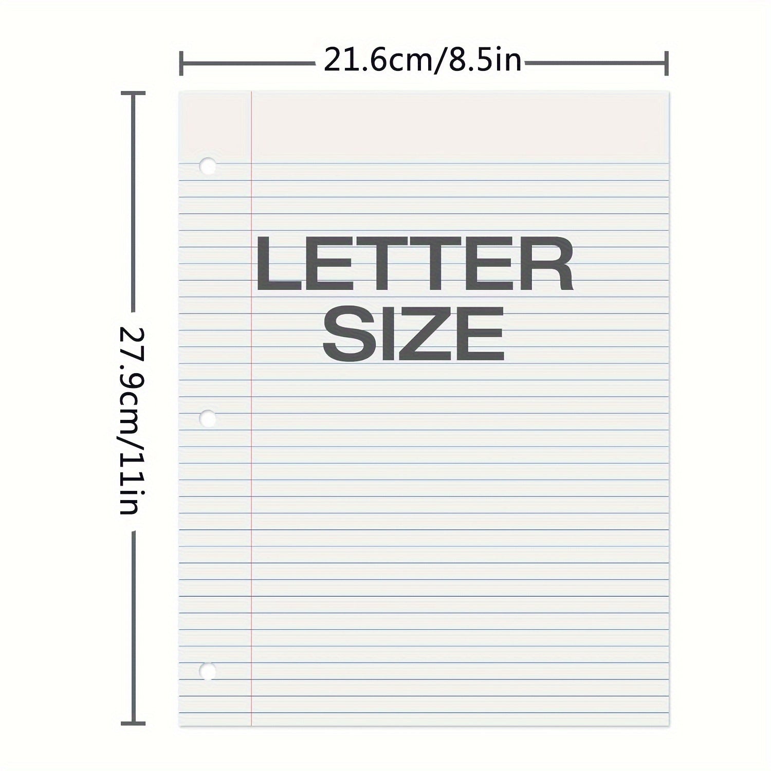 College Rule Filler Paper, 8.5x11, 3 Hole Punched, 100 Sheets/Pack