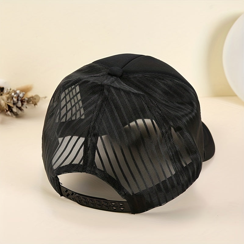 Rhinestone Skull Trucker Hat Mesh Unisex Baseball Cap Adjustable