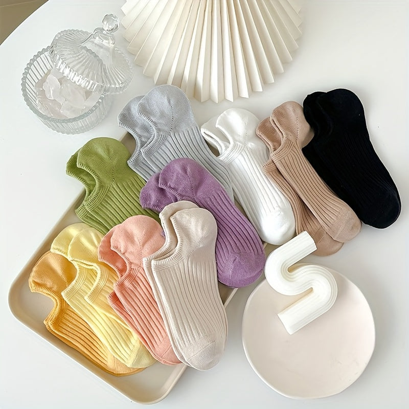 10 Pairs Solid Ankle Socks Soft & Comfy Women's Stockings