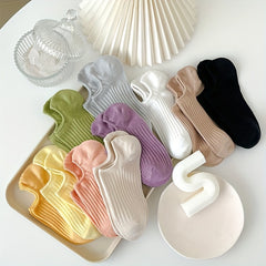 10 Pairs Solid Ankle Socks Soft & Comfy Women's Stockings