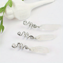 3pc Natural Crystal Swirl Bead Hair Ring Charm Hair Accessories