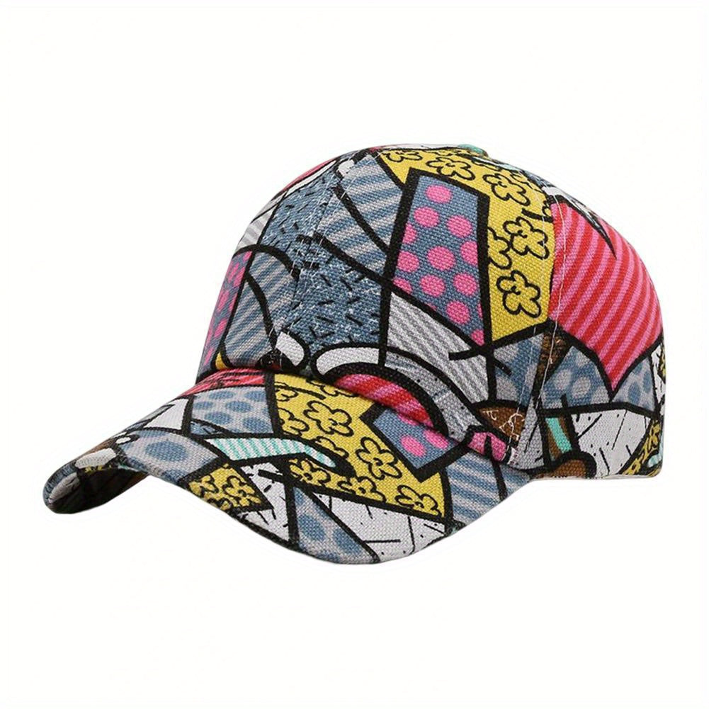 Graffiti Print Baseball Cap Cotton Shade Hat Men Women Adjustable Letter Hat