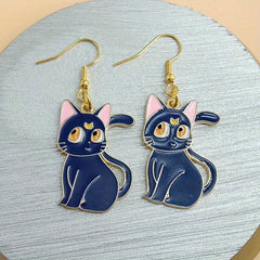 Cartoon Cat Dangle Earrings Animal Metal Drop Earring Lovely Jewelry
