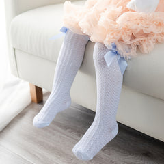 Baby Girls Knit Bow Knee High Socks for Spring and Summer