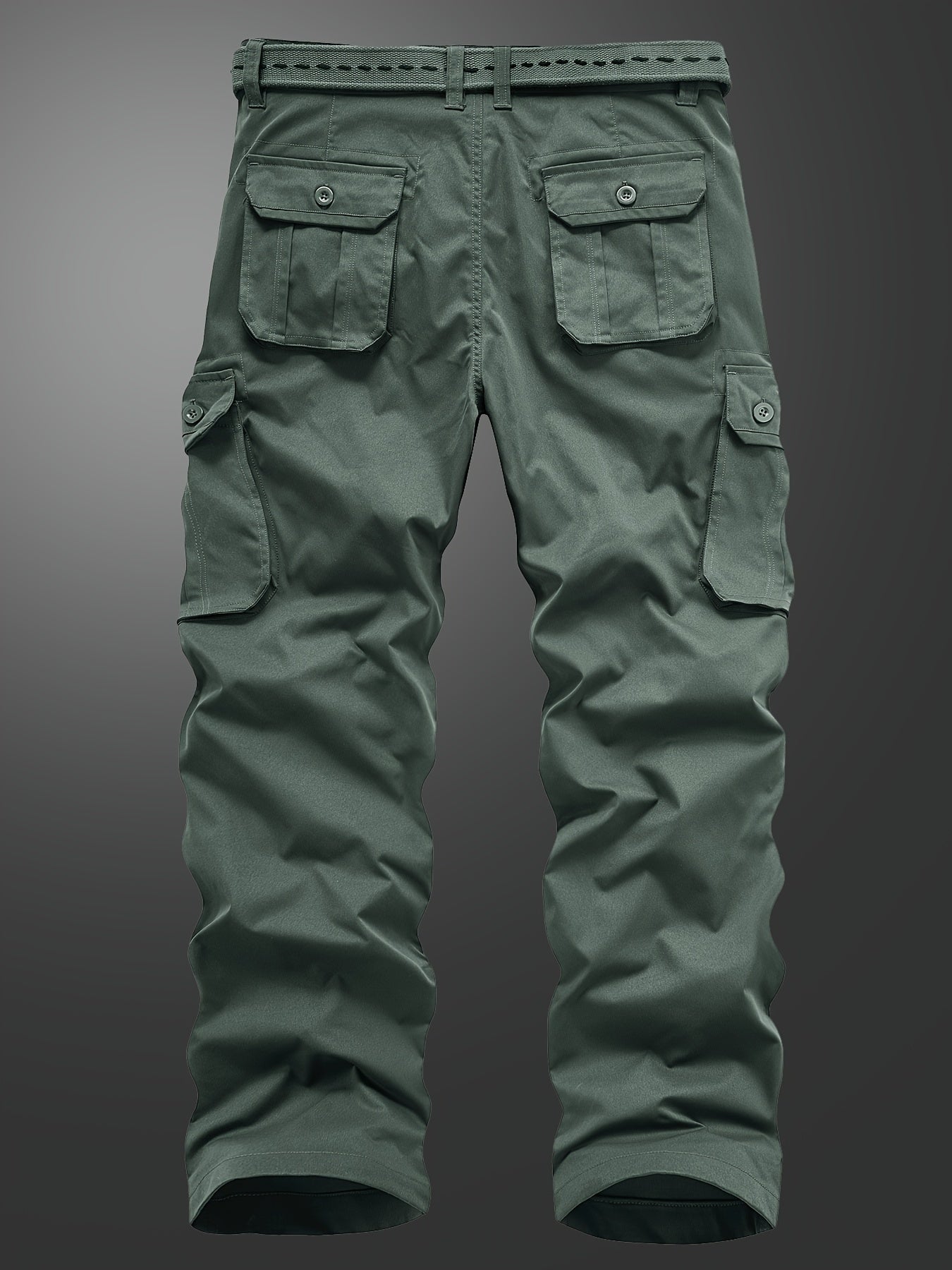 Men's Straight Leg Cargo Pants with Solid Flap Pockets