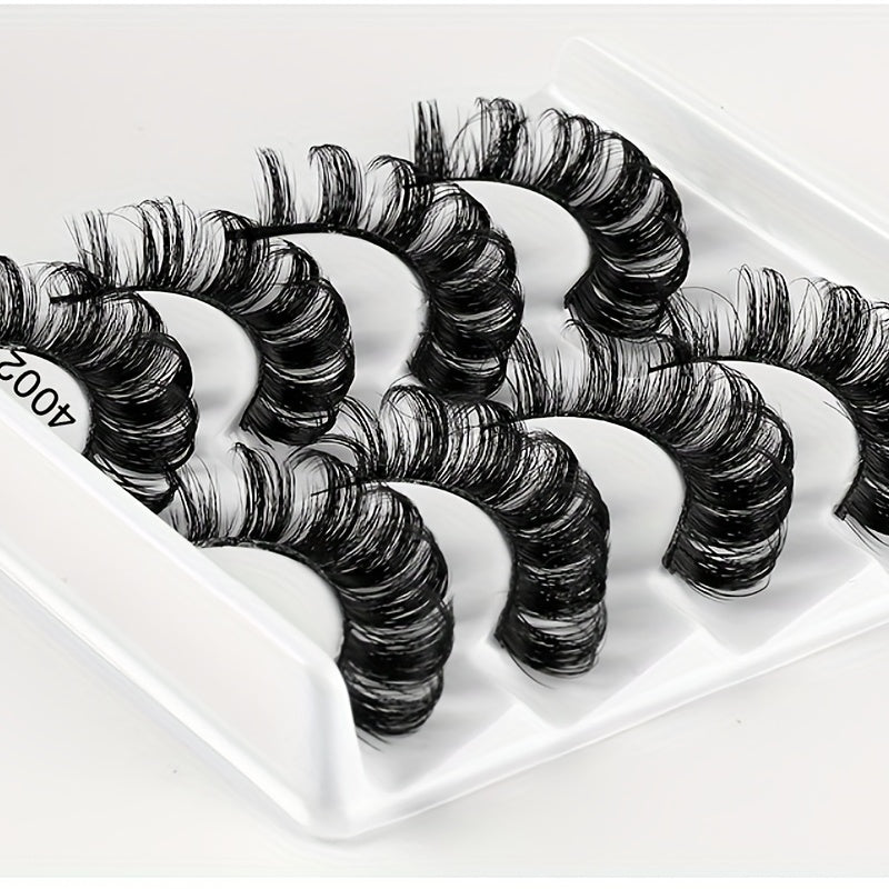 4 Pairs False Eyelashes Dramatic Curling Volume Lashes Natural Look Thick Lashes