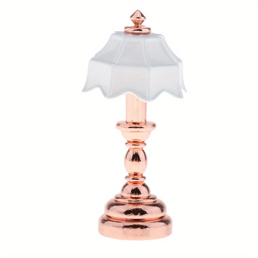 1:12 Scale Metal Table Lamp Vintage Style Bedside Replica for Dollhouse
