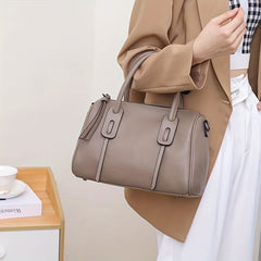 Women's Leather Tote Bag Deep Brown Gray