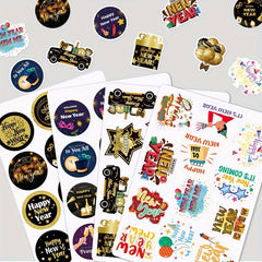 4pcs Happy Year Waterproof Tattoo Sticker Year's Party Glitter Decoration