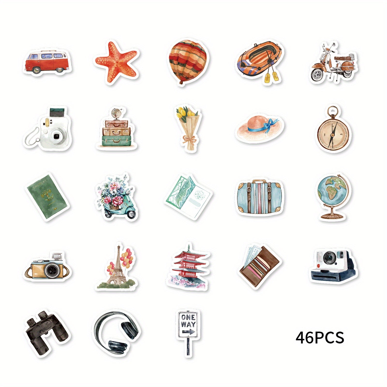 46pcs Around The World Sticker Travel Theme DIY Decoration