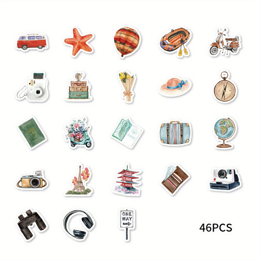 46pcs Around The World Sticker Travel Theme DIY Decoration