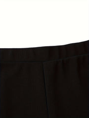  Solid Flared Leg Stretch Trousers