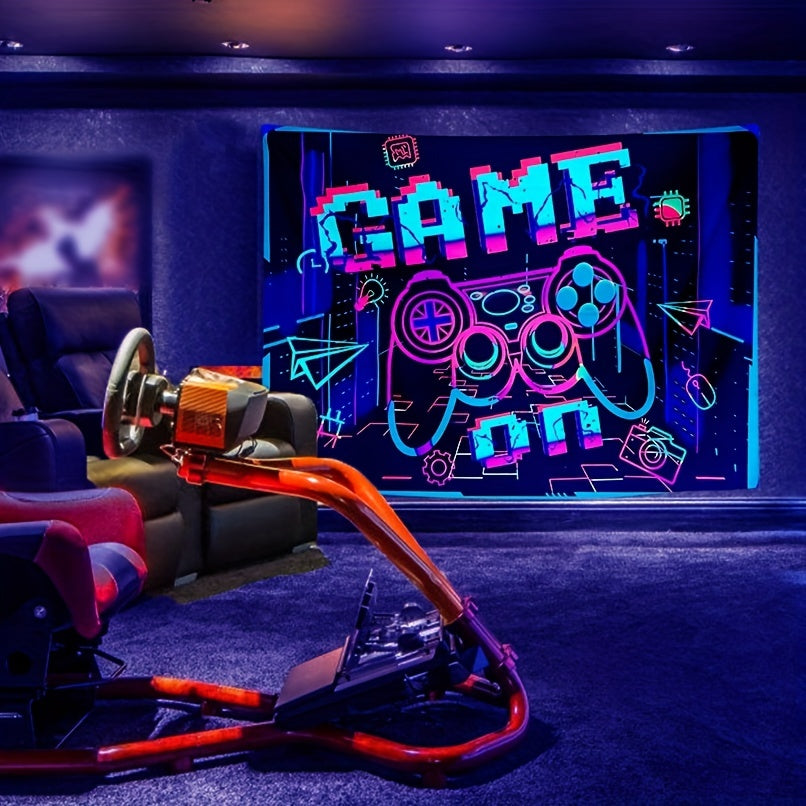Fluorescent UV Light Tapestry Wall Hanging - Game Night Party Design