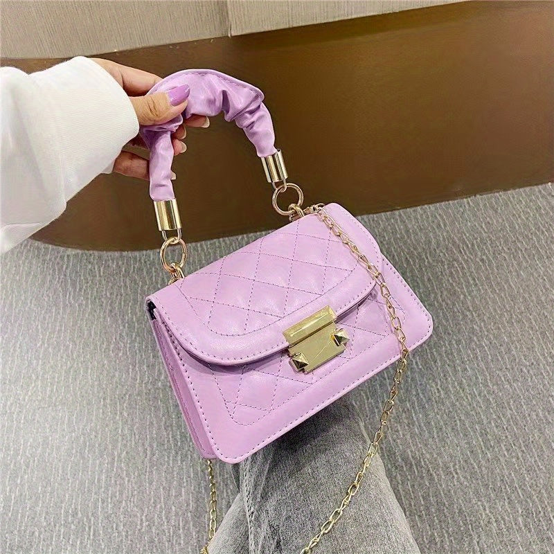 Quilted Detail Shoulder Bag Solid Satchel Handbag For Work