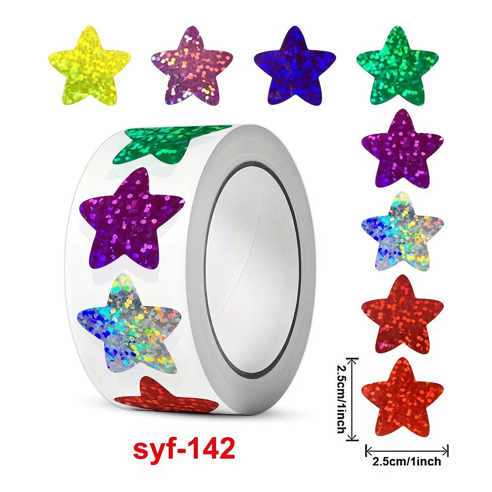 500 Colorful Star Stickers Roll, Self-Adhesive Seal Decorative Stickers