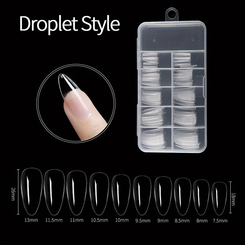 100pcs Clear Acrylic Coffin Nails Full Cover Tips DIY Nail Art Salon Use