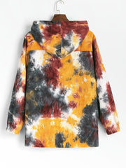 Men's Hooded Tie Dye Corduroy Zip Up Jacket