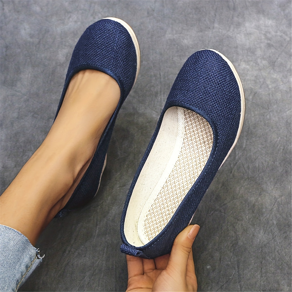 Women's Mesh Wedge Shoes Soft Sole Slip On Linen Heels