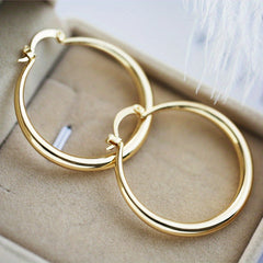Golden Big Circle Hoop Earrings 18K Plated Jewelry For Women