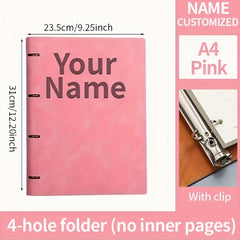 Personalized PU Leather Binder with Custom Engraved Name