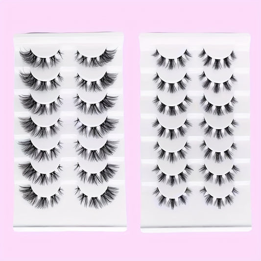 7 Pairs Fluffy Cat Eye Faux Mink Lashes