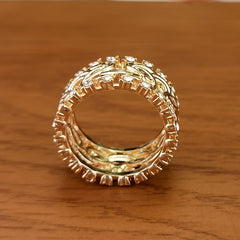 Vintage Golden Braided Rhinestone Men's Ring