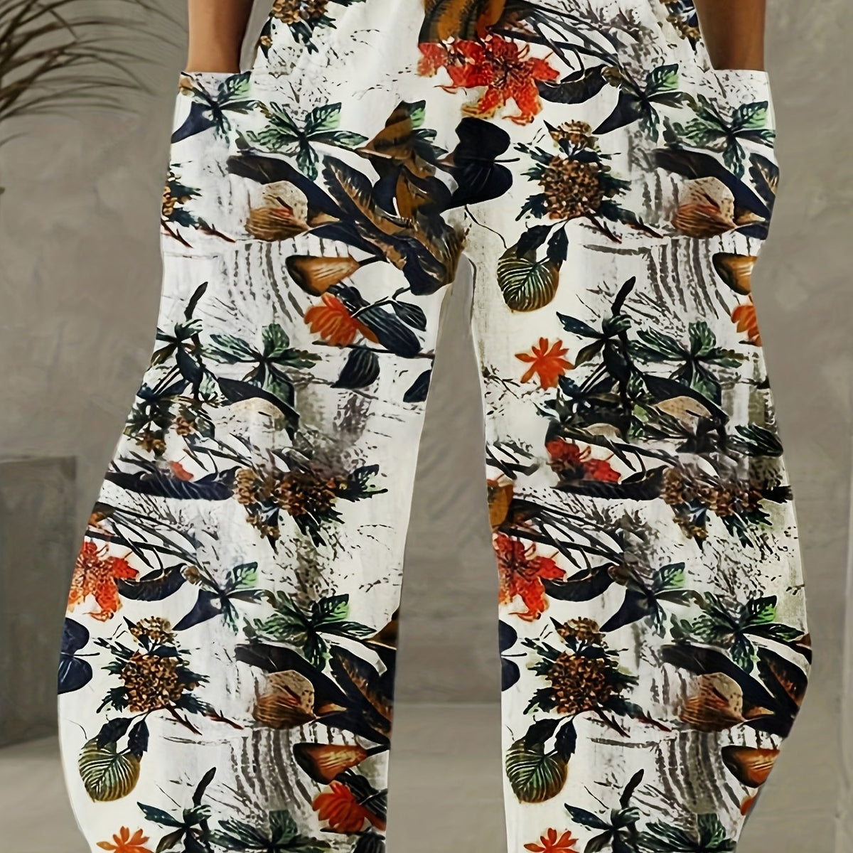 Floral Print High Rise Wide Leg Pants