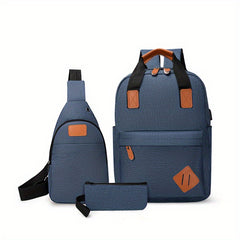 Minimalist 3Pcs Bag Set Laptop Backpack & Crossbody Bag for Travel