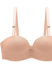 Breathable Glossy Half Cup Push Up Bra Non-slip Strapless High Stretch