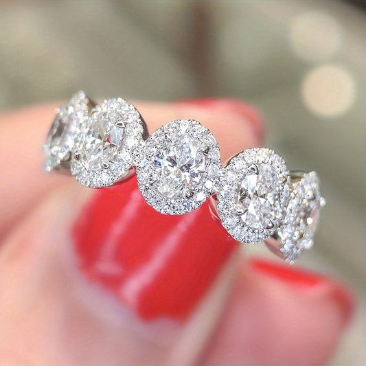 Zircon Inlaid Round Promise Ring for Women Bridal Proposal Jewelry