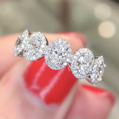 Zircon Inlaid Round Promise Ring for Women Bridal Proposal Jewelry