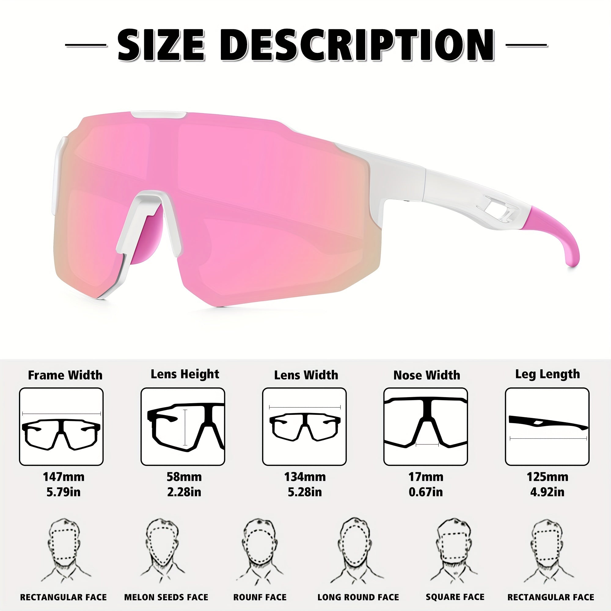 Men's Square Polarized Sunglasses Pink Lens Unisex Outdoor Sports Dazzling UV400