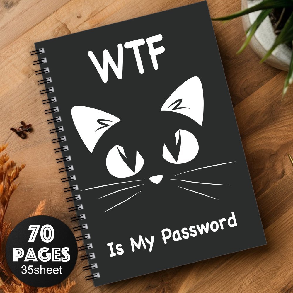 Cute Cat Spiral Password Notebook - Internet & Computer Login