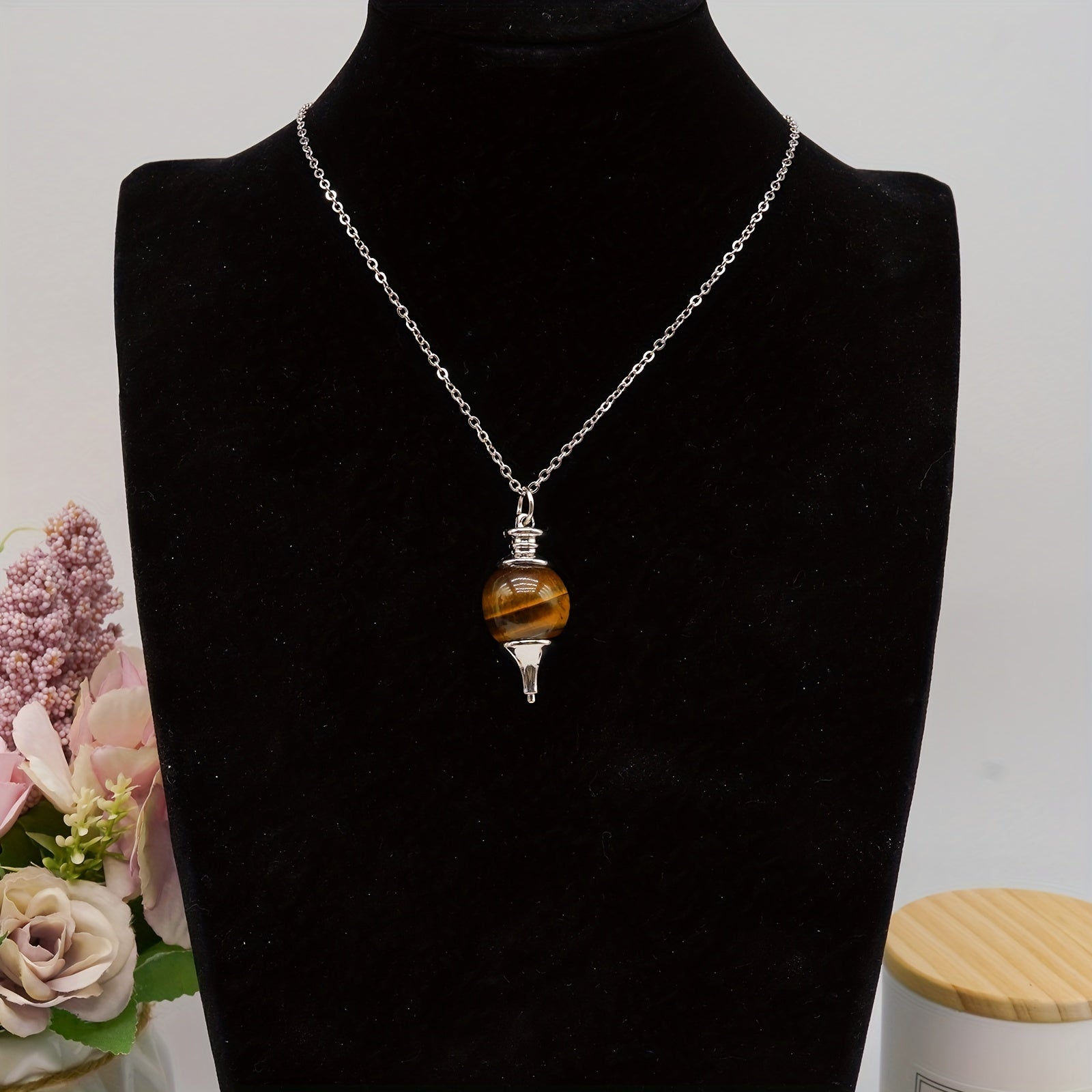 Soul Pendulum Roundness Healing Crystal Necklace Wire Wrapped